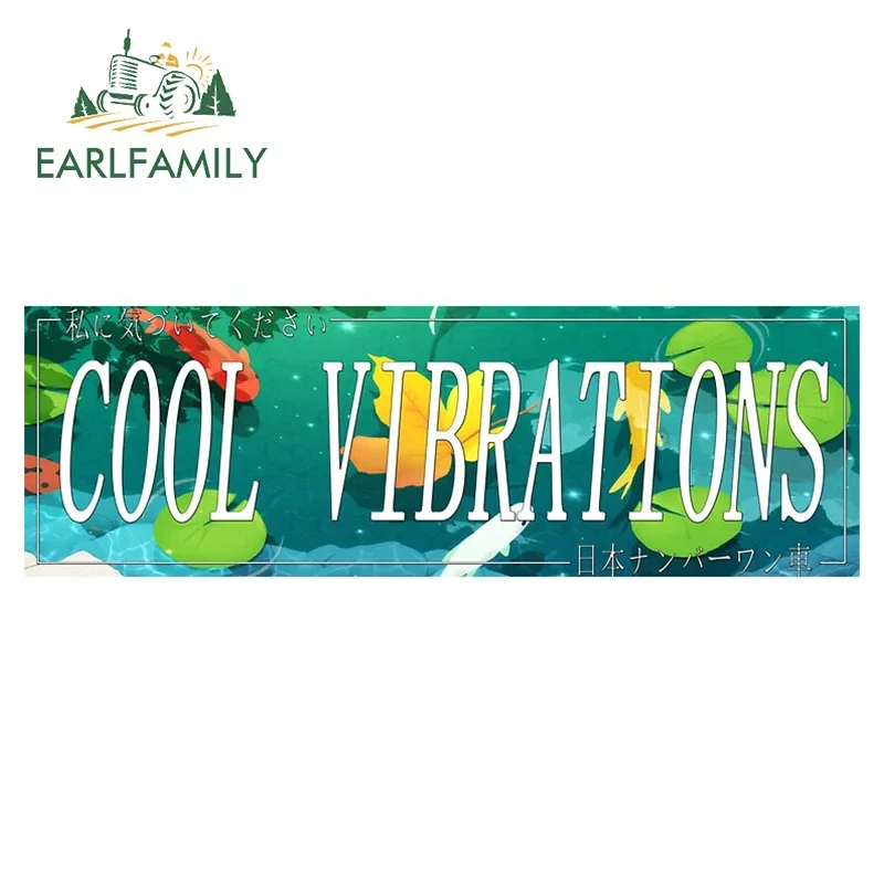 EARLFAMILY 13cm X 4.4cm For Cool Vibrations Surfboard Car Sticker Personality Motorcycle Decal Scratch-Proof Car Door Protector