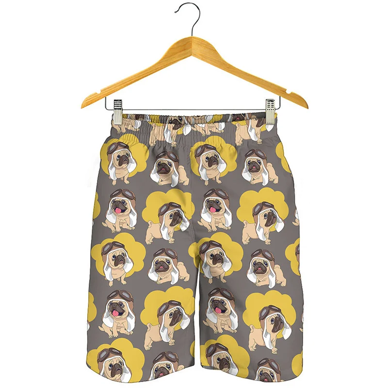 Cute Pets Pug Dog 3d Print Beach Shorts Kids Summer Street Oversized Short Pants Men Surf Board Shorts Cool Swimming Trunks