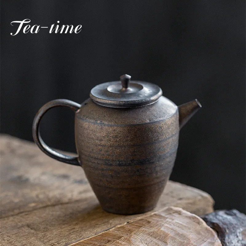 250ml Handmade Thin Tire Ceramic Teapot Iron Glaze Small Coarse Clay Pot with Filter Household Kung Fu Tea Tea Maker Tools Set