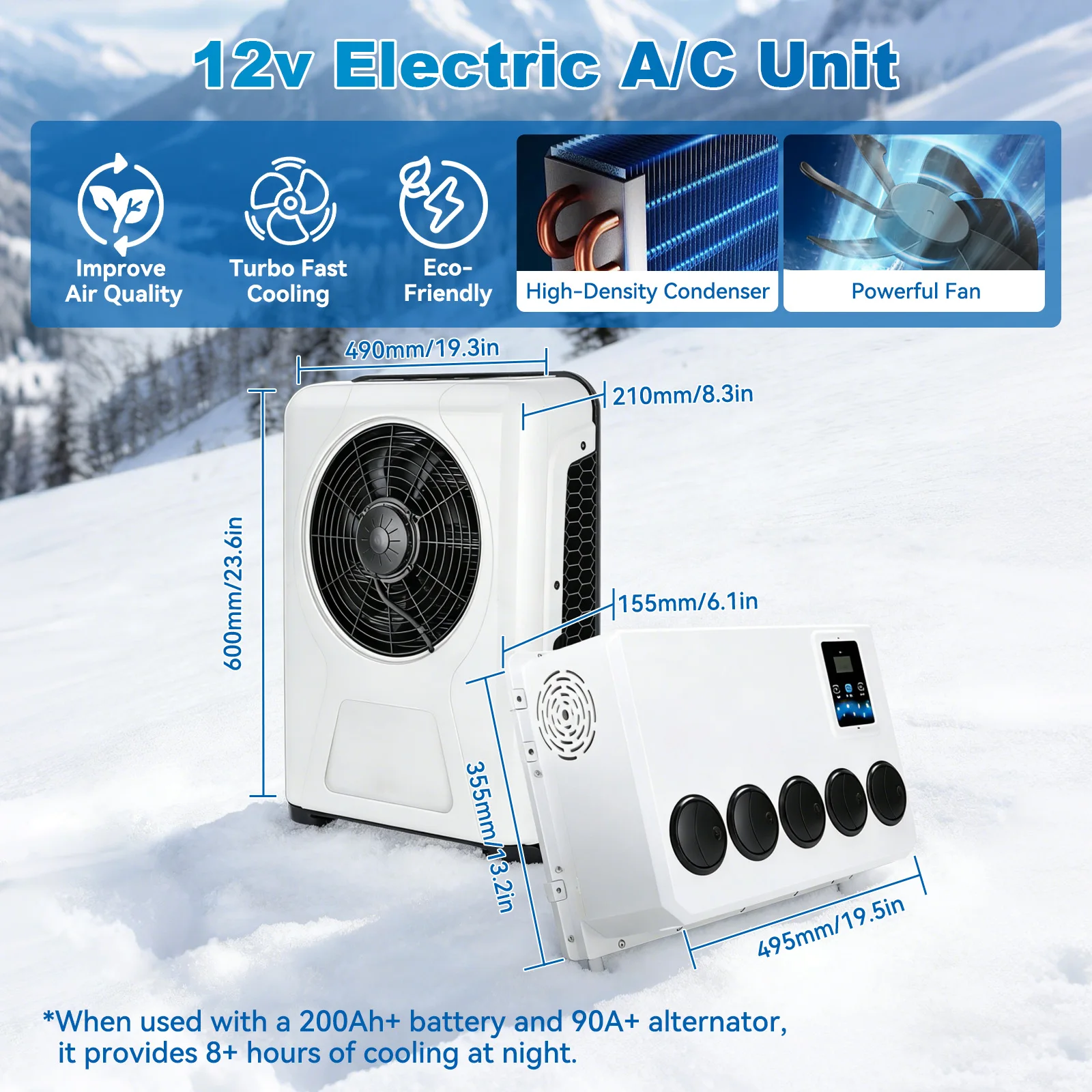 Treeligo Cooling Electric Car Split Air Conditioner 12V Parking Air Conditioning 24V For RV Truck Tractor Camper Van Motorhome