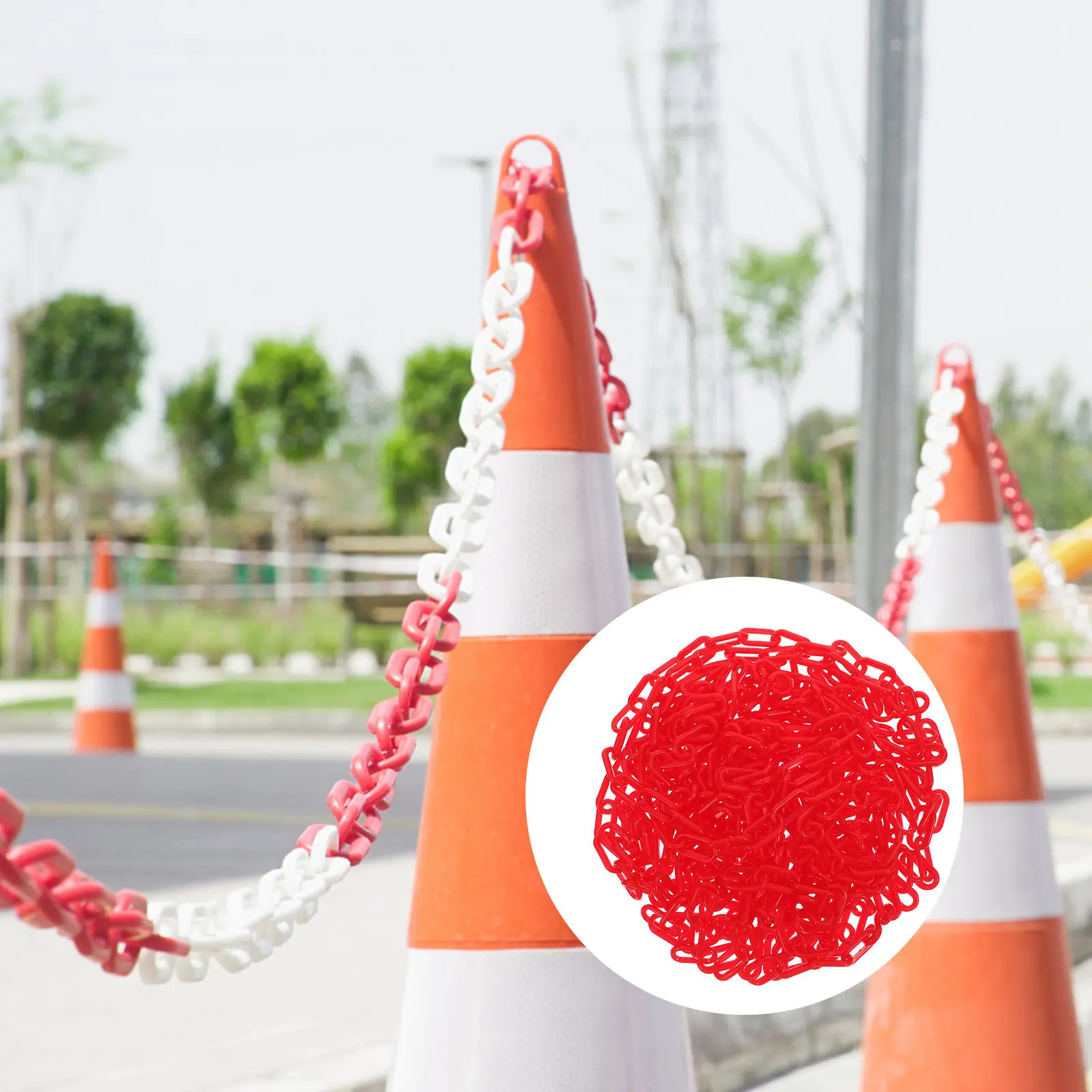 Crowd Control 10m Safety Chain Durable Plastic Barrier Caution Security Chain Detachable for Crowd and Parking Control