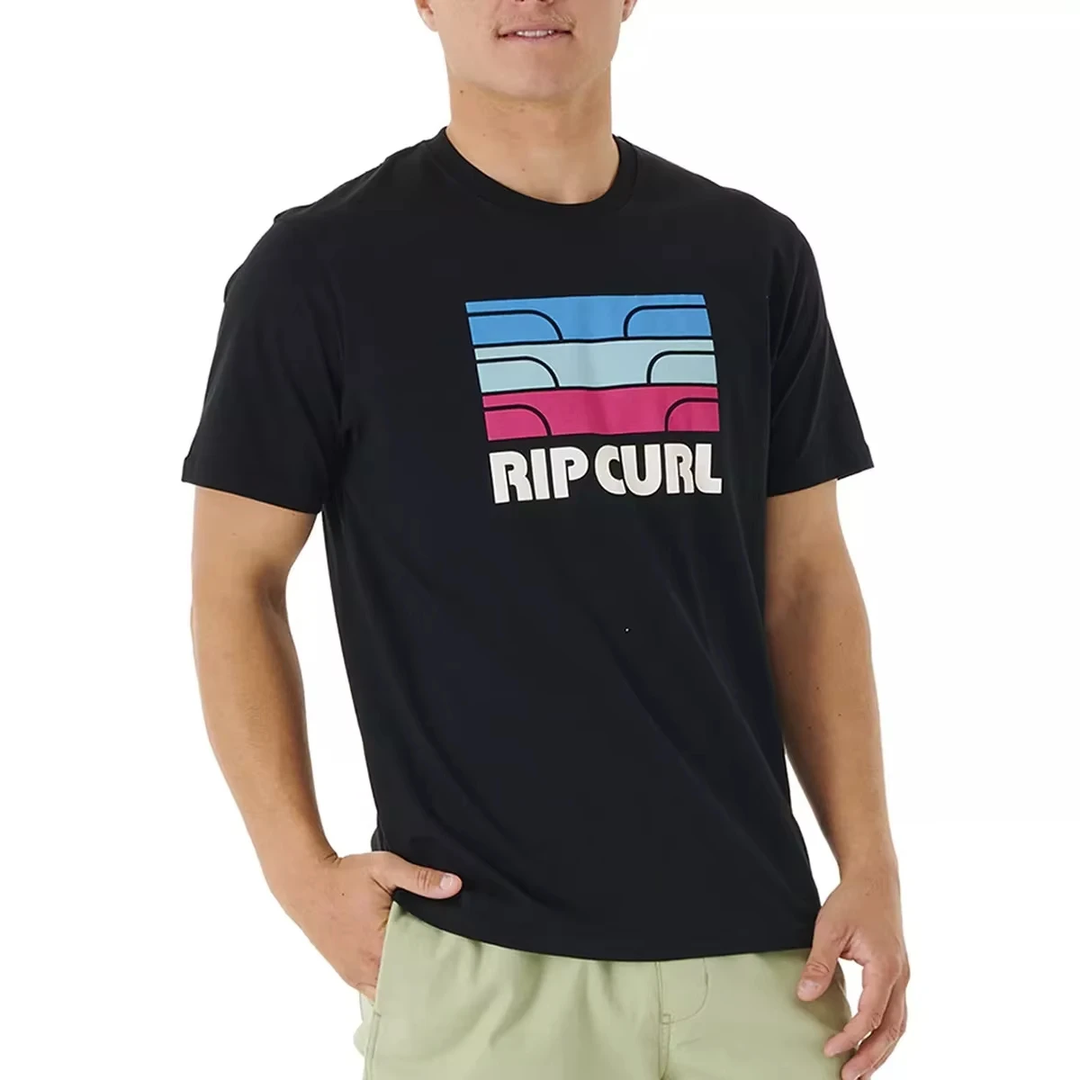 2025 جديد في الهواء الطلق RIPCURL إلكتروني تي شيرت مطبوع كم قصير الرياضة في الهواء الطلق تصفح قصيرة الأكمام الرياضة اللياقة البدنية الراحة