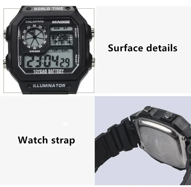 Reloj Digital militar para hombre, cronógrafo luminoso, resistente al agua, ultrafino, electrónico