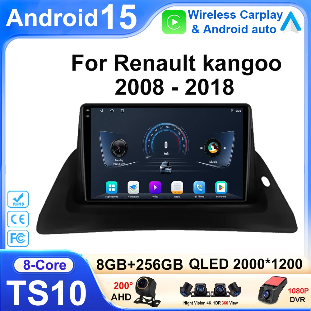 

Car Radio Android 15 For Renault kangoo 2 2008 - 2018 Android Multimedia Video Player GPS Carplay Auto NO 2DIN DVD Head Unit 4G