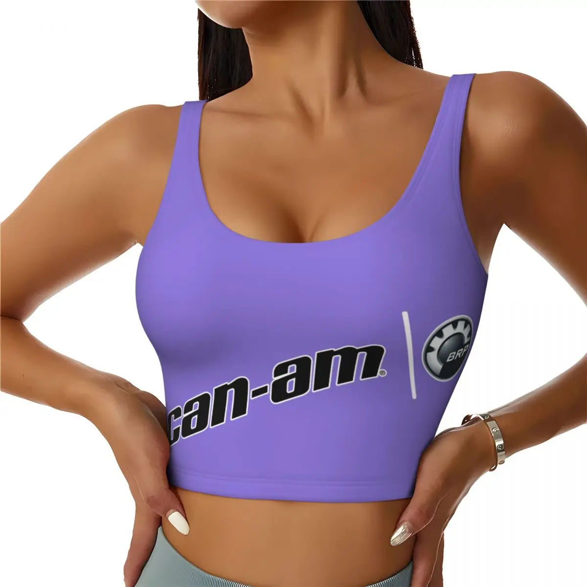 

Custom Women's Motorcycle BRP Can-Am Print Sports Bras High Impact Gym Workout Running Crop Tank Tops