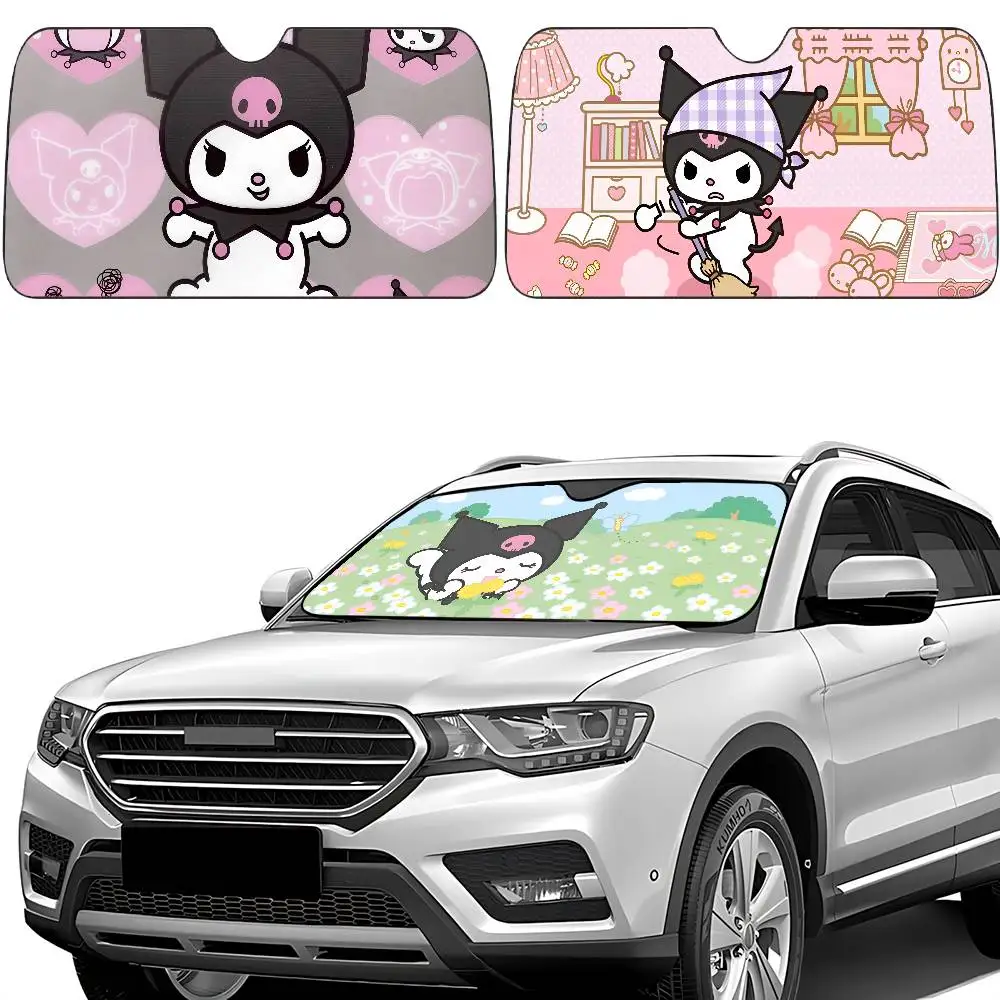 Kawaii K-Kuromi سيارة ظلة سيارة ظلة الزجاج الأمامي غطاء الظل سيارة ظلة الأشعة فوق البنفسجية سيارة الشمس قناع حامي #2
