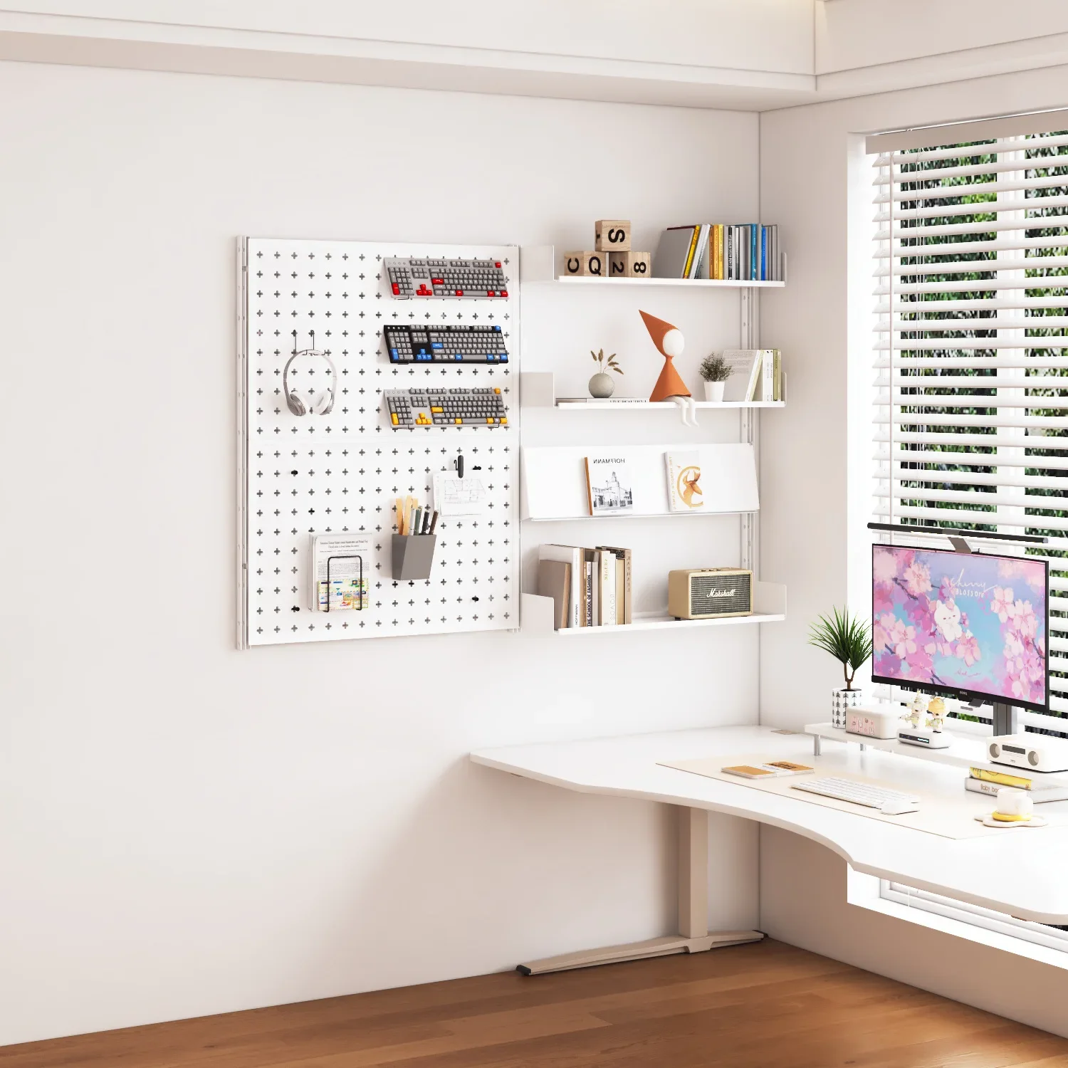Nordic Wall Hanging Track Shelf Open System Bookshelf Suspended Hole Panel Background Wall Storage Shelf