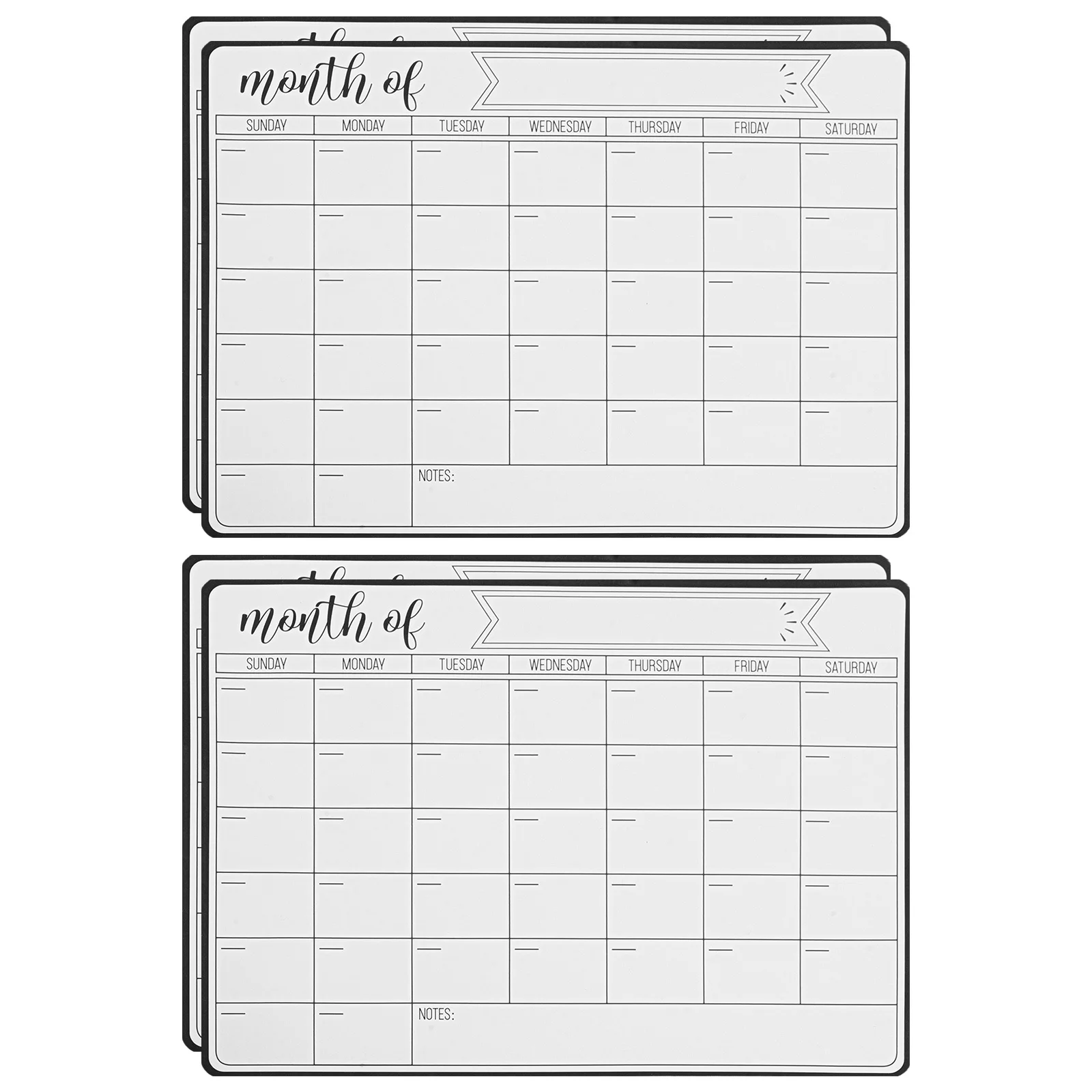 

4pcs Magnetic Whiteboard Calendar Dry Erase Board Fridge Refrigerator Kitchen Organizer Grocery List Memo Magnet Reusable