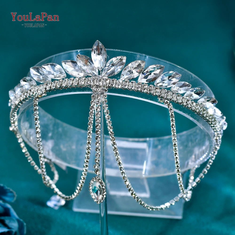 YouLaPan Tiara Ślubna Obręcz do Włosów Ślubna Ozdoba do Włosów z Cyrkoniami Opaska Bankietowa Korona na Imprezę Akcesoria do Włosów Vintage HP927