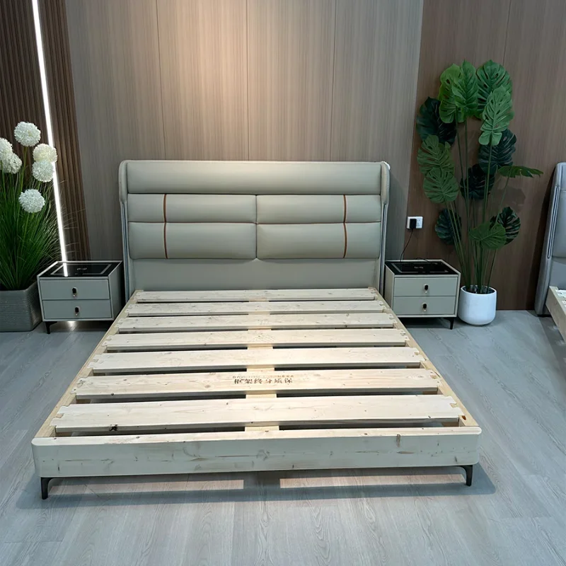 

Household Master Beds Double Simple Human Beauty Sleeping Bed Lit Pliable Camas Moderrnas Inteligentes Bedroom Furniture