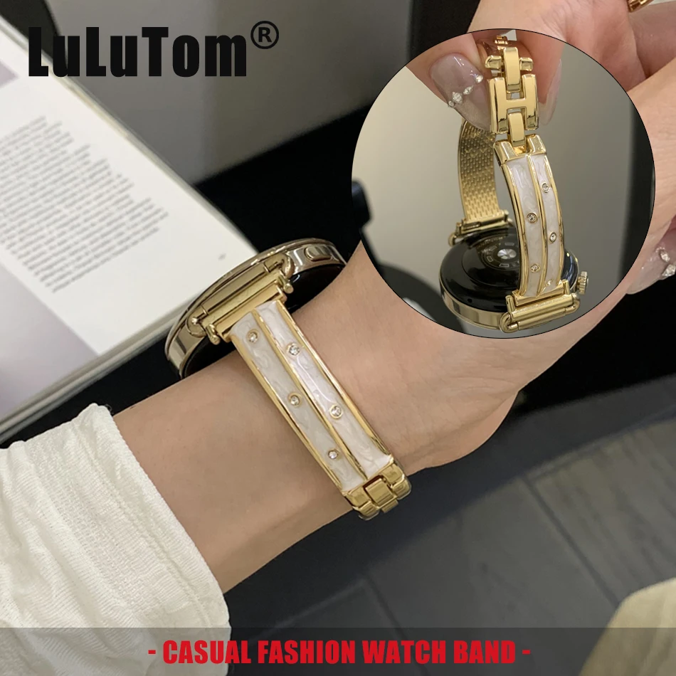 

Ремешок для часов из эпоксидной смолы с алмазным покрытием во французском стиле для Samsung Galaxy Watch 8 Ultra 7 6 5 Pro 4 Classic Amazfit, металлический браслет для часов