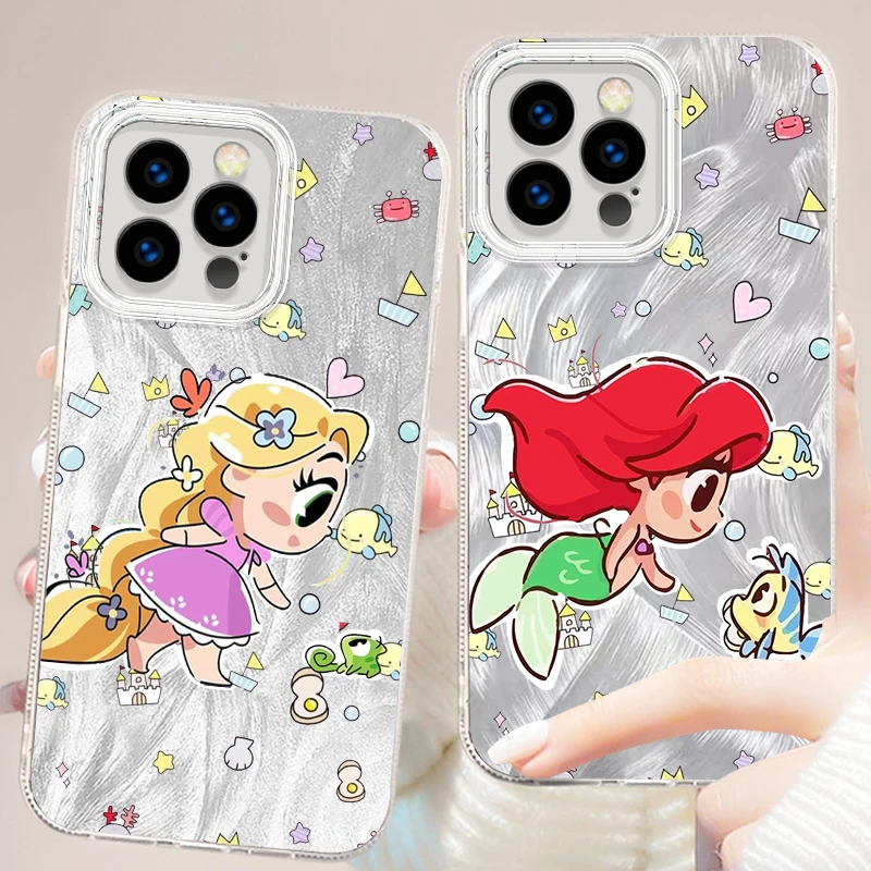 Disney Prinses Zeemeermin Ariel Voor Iphone 15 14 13 12 11 Xs X Xr 8 7 Pro Max Plus Veren Garen Achterkant Telefoonhoesje