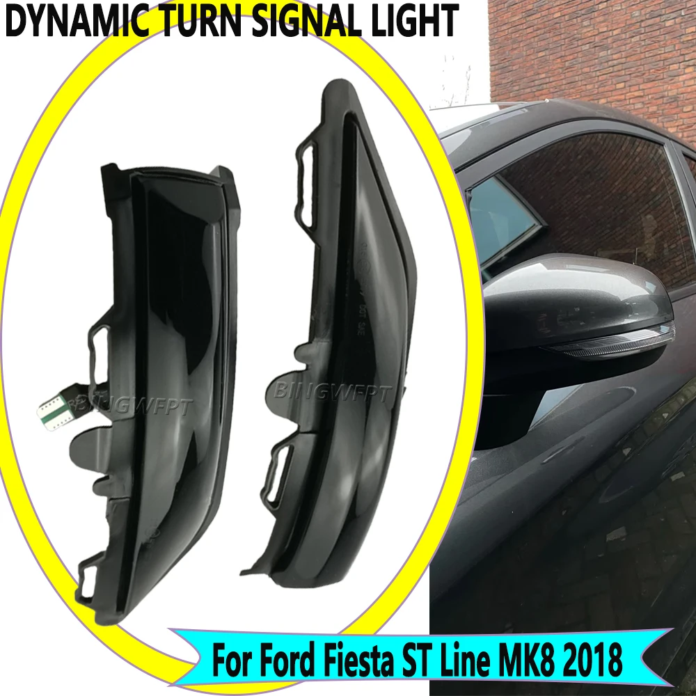 Auto High Quality For Ford Fiesta ST Line MK8 2018 2019 Side Rearview Mirror Sequential Indicator Dynamic Turn Signal Light