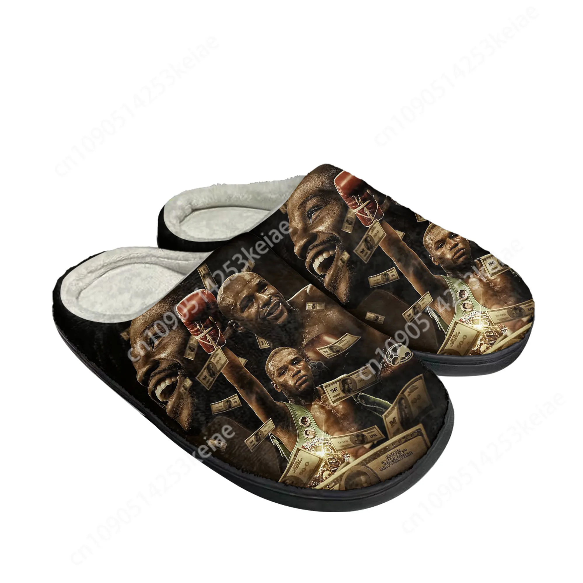 

Floyd Mayweather Undefeated Boxing Champ Home Cotton Slippers Mens Womens Plush Bedroom Casual Keep Warm Shoes Customized Shoe