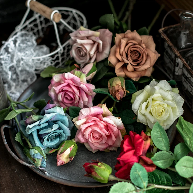 Künstliche Blumen, große Seidenrosen, schöne Zweigvasen für Zuhause, Hochzeitsdekoration, Valentinstag, künstliche Pflanzen, Festival-Dekoration – Detail 12