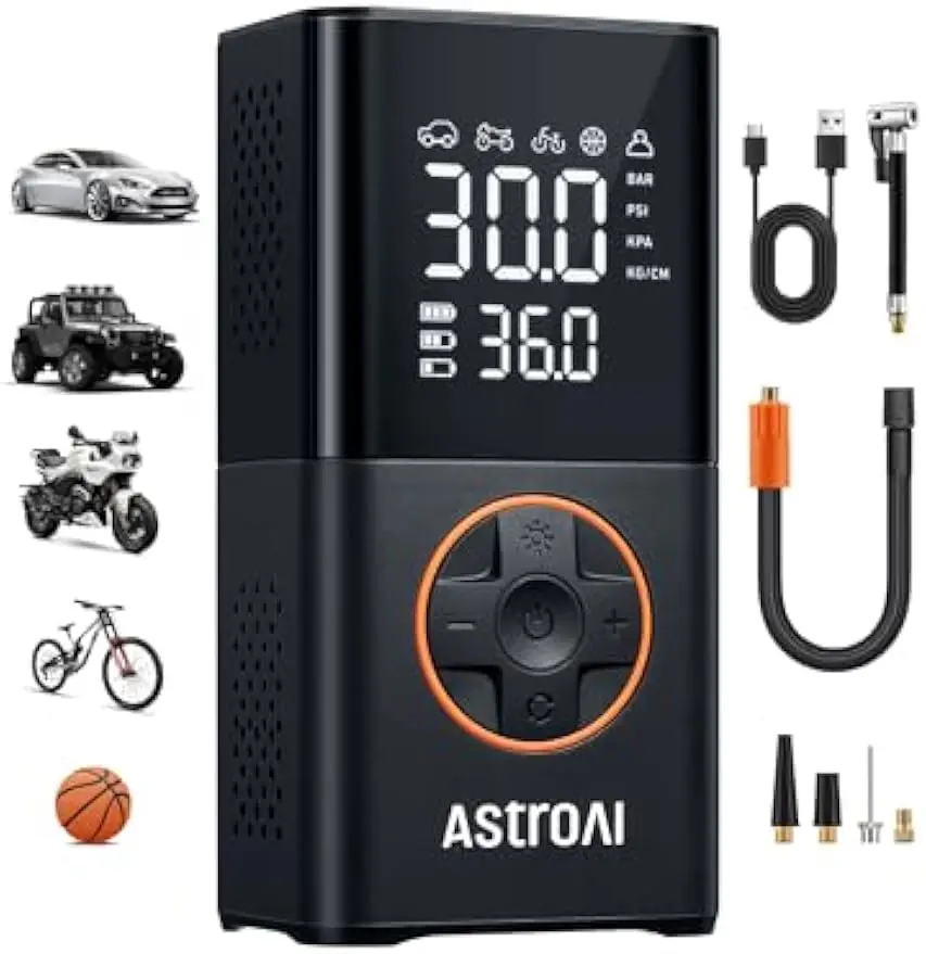 

Портативный беспроводной насос для накачивания шин с цифровым дисплеем, воздушный насос мощностью 150 фунтов на квадратный дюйм для автомобилей, велосипедов, мотоциклов и мячей