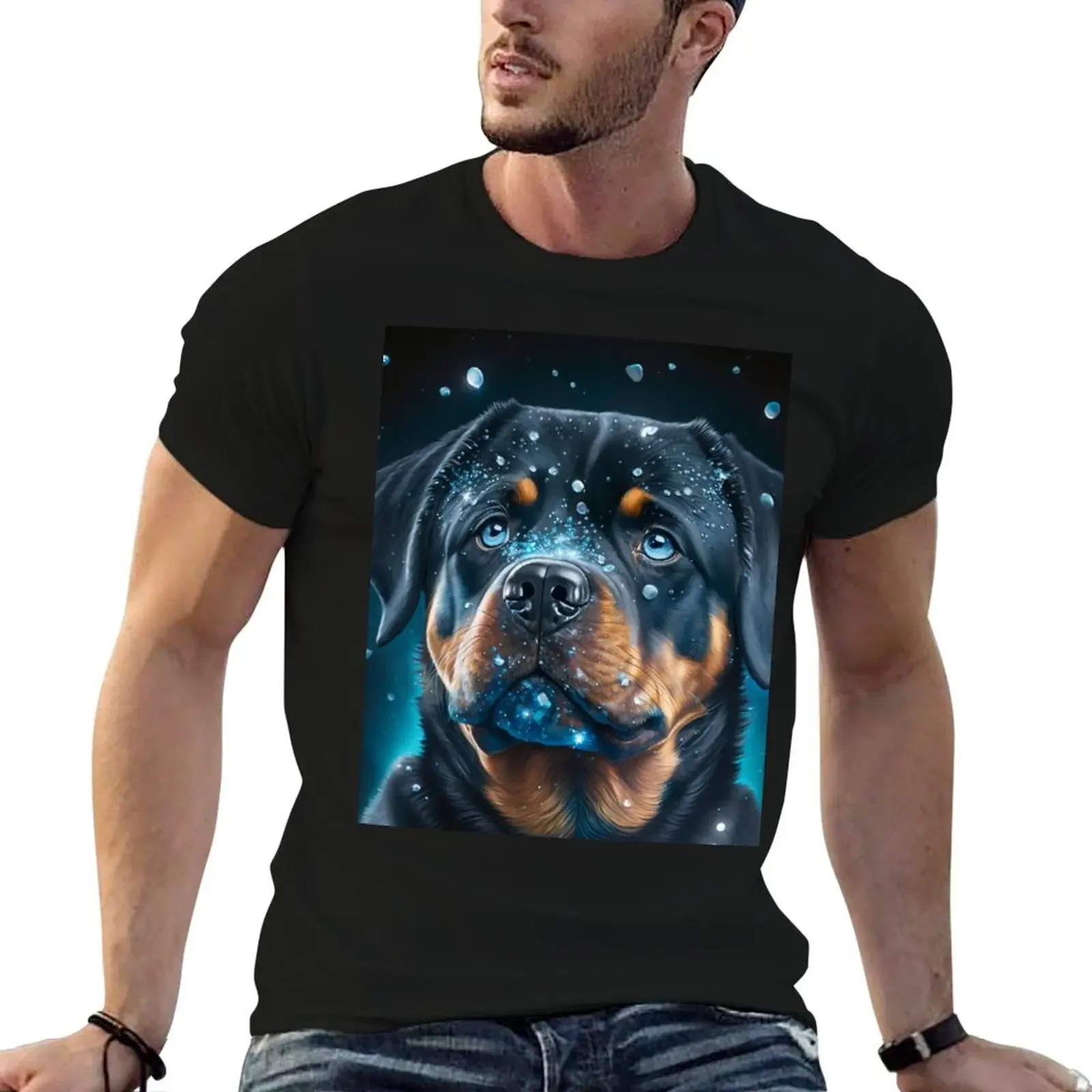 Shimmering Rottweiler Puppy T-Shirt korean fashion graphic t shirts boys whites tees men clothing