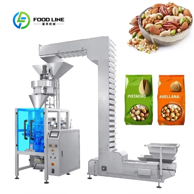 Customized Head Weighing Vertical Grain Packing Machine With Labeling Foil Paper Bag For 1kg To 5kg Rice Salt Cereal Processing