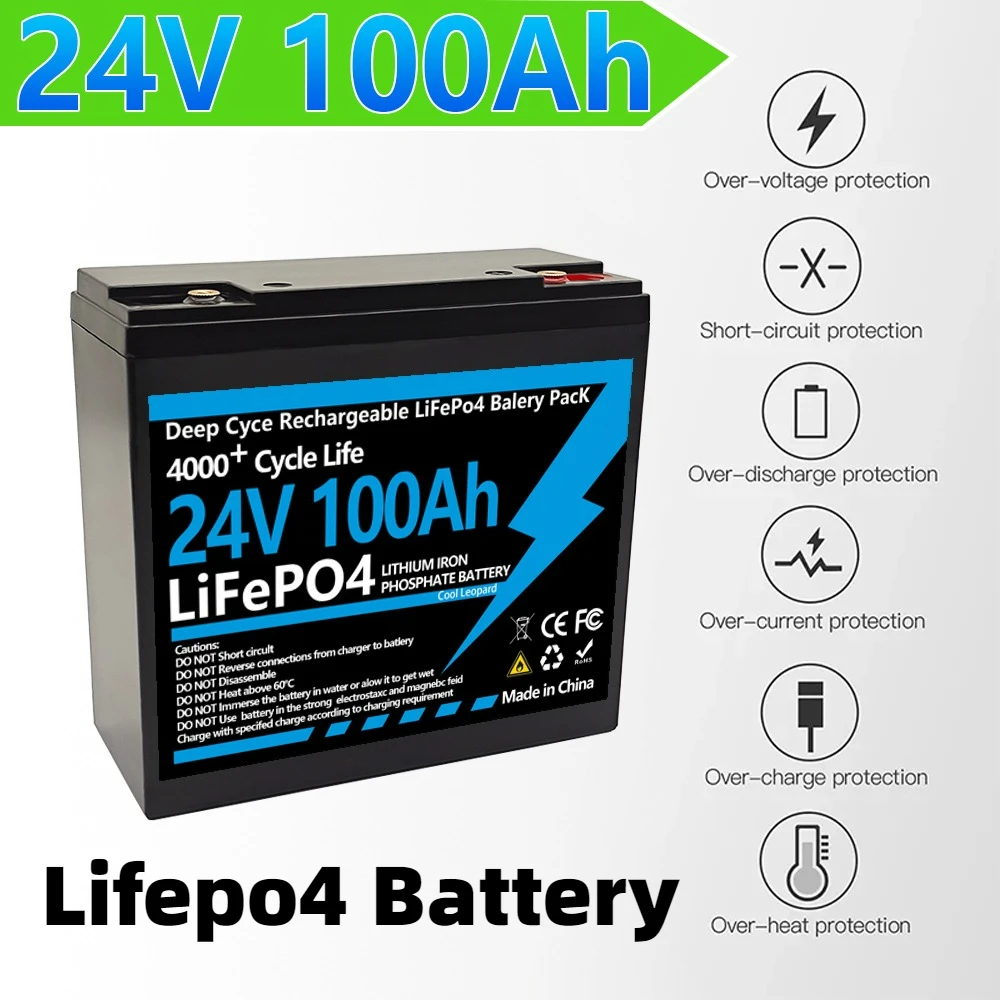 

24V Lithium iron 100Ah Lifepo4 Battery phosphate Rechargeable Cell For DIY 24V RV Solar Camping EU Stock Grade A 6000 cycle