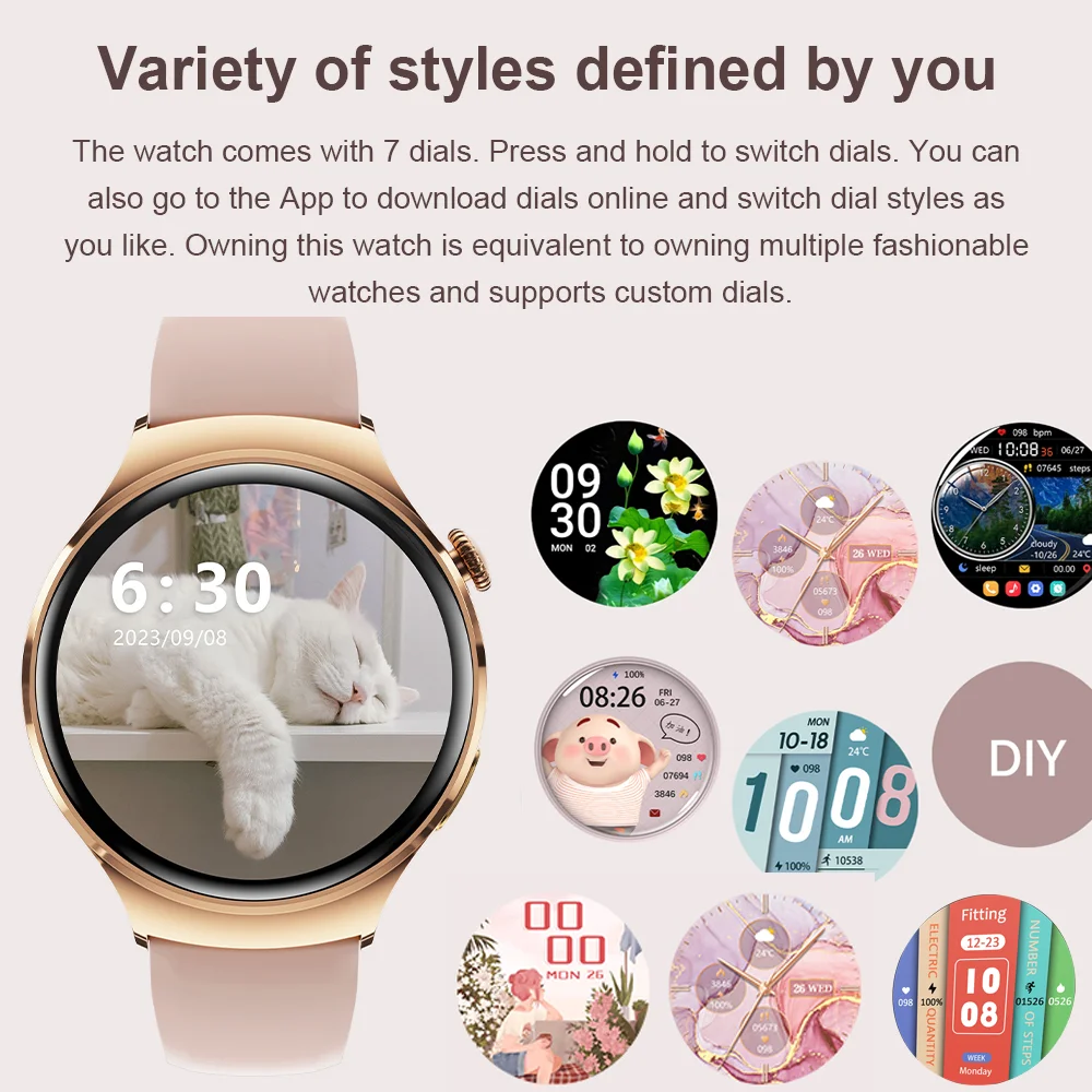 New Smart Watch Women GPS Track NFC 360*360 HD Screen Always Display Time Waterproof Health Monitor Bluetooth Call Smartwatch