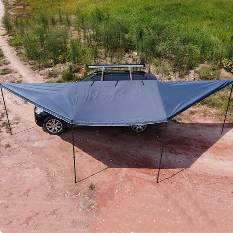 

Modification Free Standing Pull Out Tent Outdoor Car Roof Awning for SUV and 4x4 180 Degree Aluminum Pole for Outdoor Camping