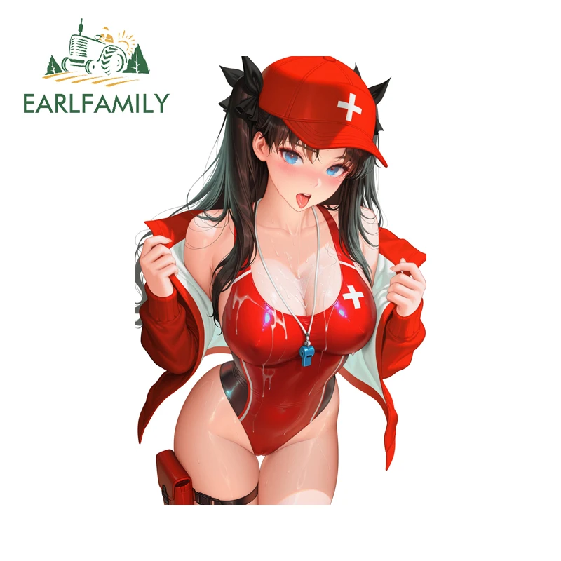 EARLFAMILY Tohsaka Rin, hermosas pegatinas para coche, accesorios para espejo retrovisor, calcomanía para maletero, decoración 3D para ATV, resistente al agua y a los arañazos