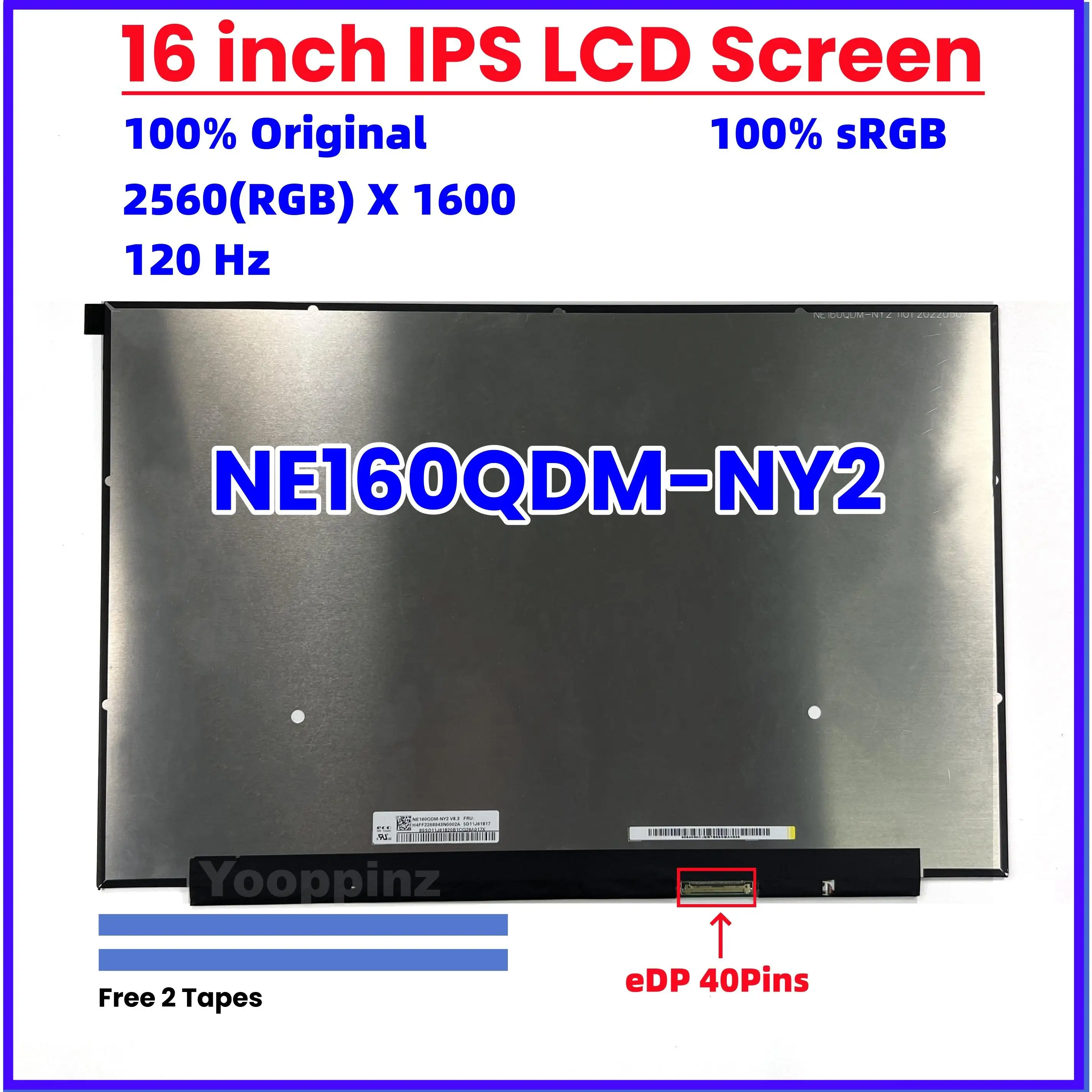 16 Inch Laptop LCD Screen NE160QDM-NY2 MNG007DA1-2 B160QAN02.H B160QAN02.L For Lenovo ideapad 5 pro-16 Display Matrix Panel