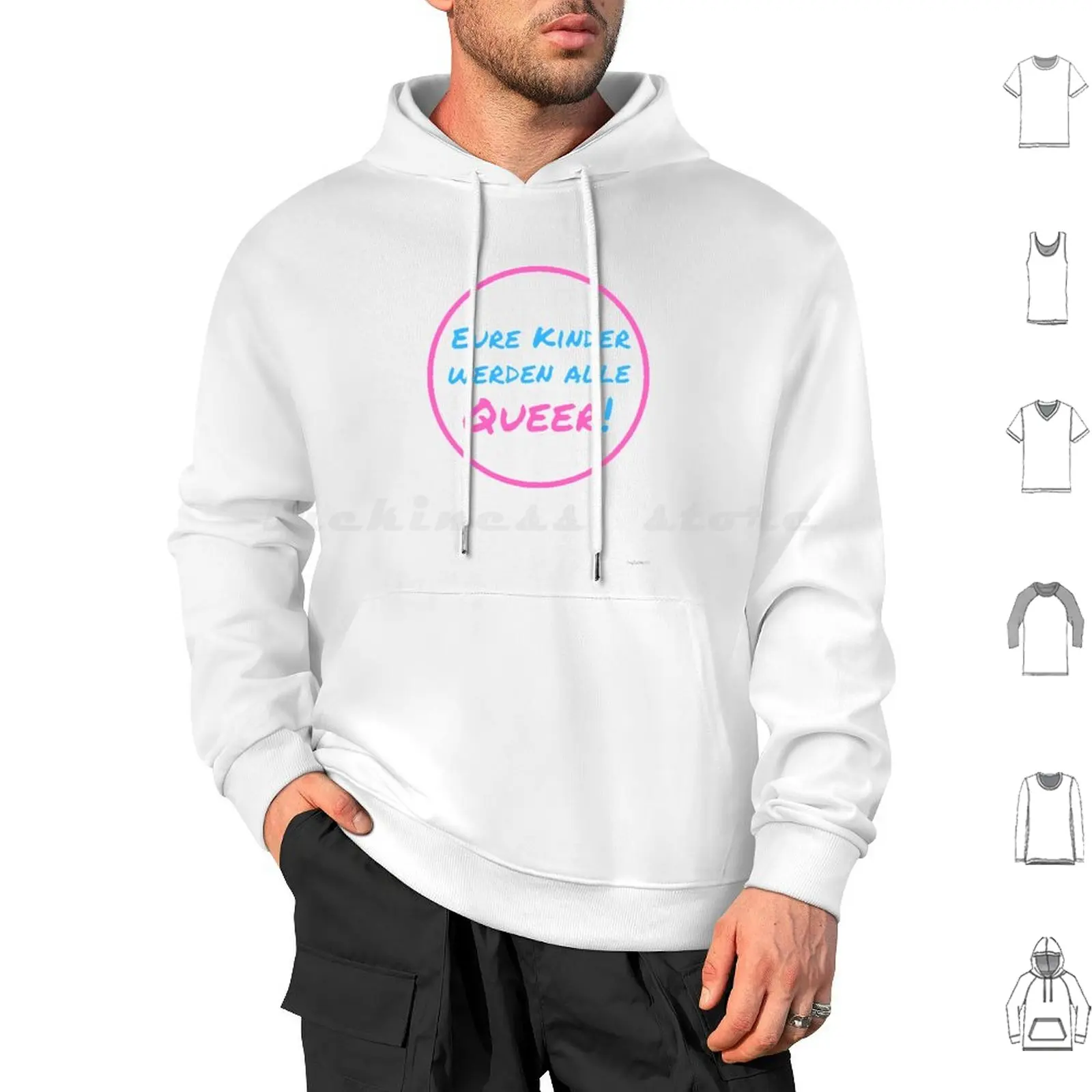 Есть Kinder Werden Alle Queer! Хлопковая толстовка с длинным рукавом Queer Pride Proud Logo Quote Funny Pink Blue Theycallmeccv Ccv
