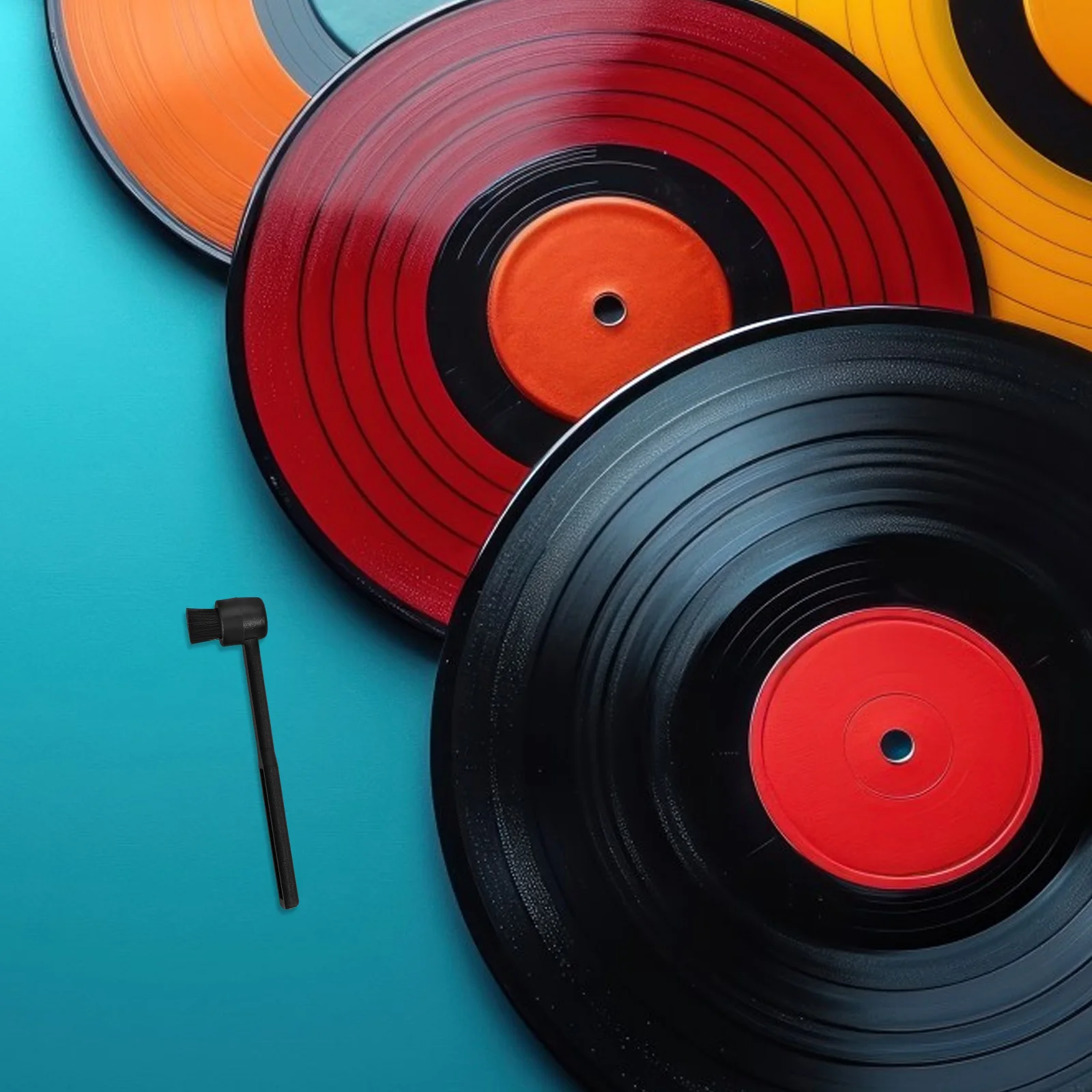 

Black Vinyl Cleaning Brush for Record Player Hair Anti Static Compact Portable Disc Tool Records Cleaner