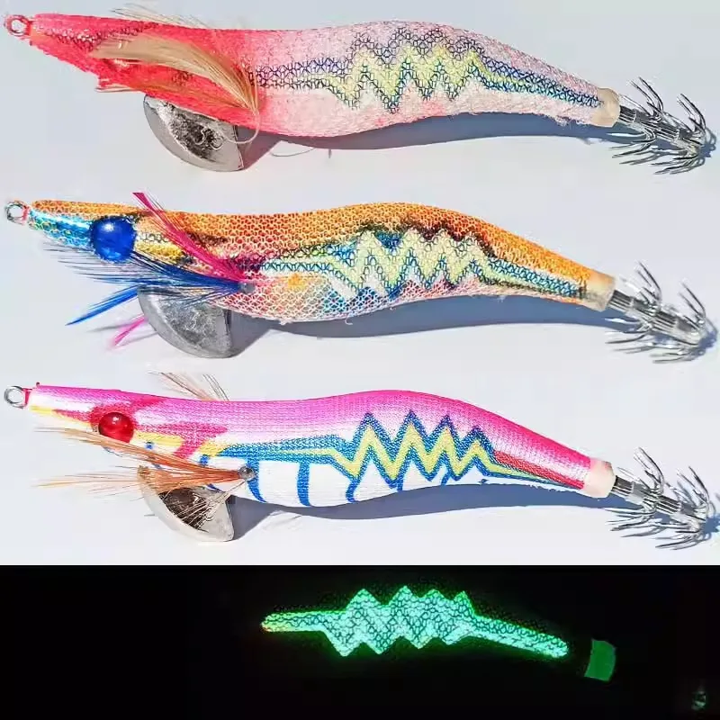 

1pc 13cm/22.5g Luminous Shrimp Squid Jigs Sea Fishing Lure Set Artificial Cuttlefish Octopus Winter Fishing