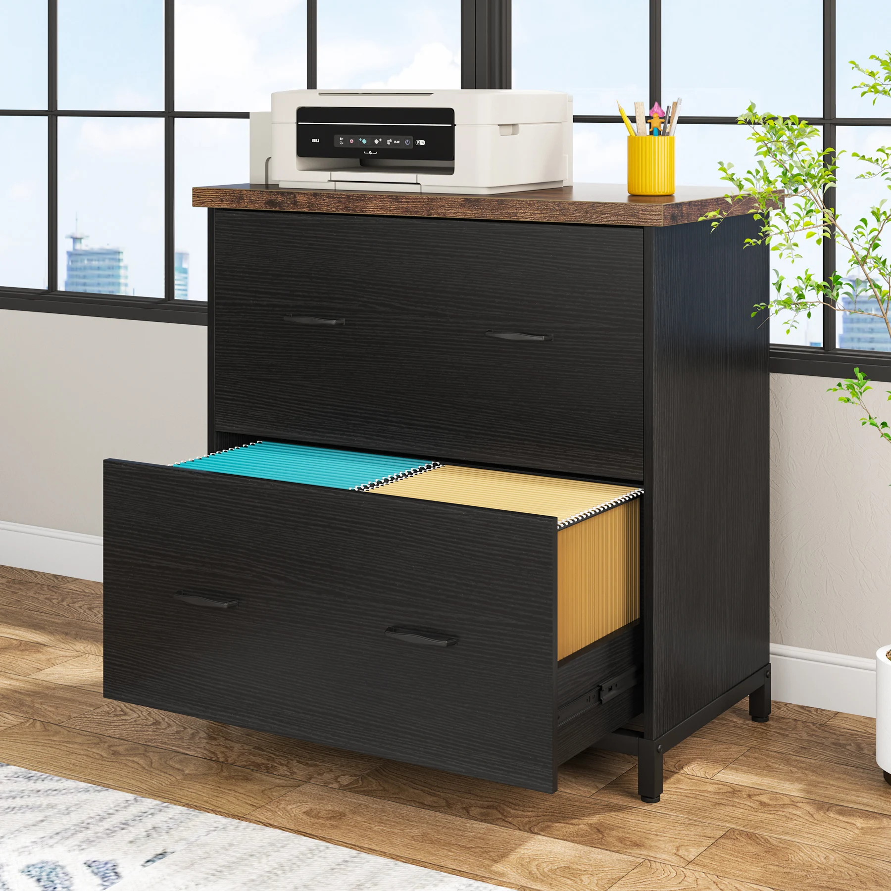 Tribesigns 2-Drawer File Cabinet, Wood Lateral Filing Cabinet, Home Office File Cabinet