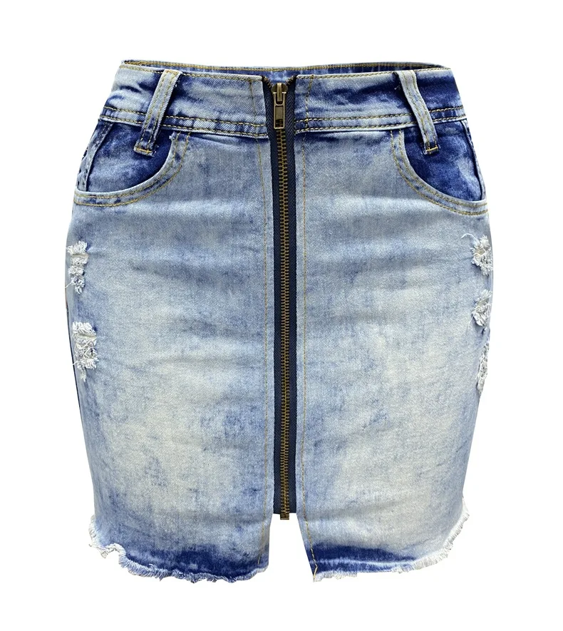 Vintage Denim Skirt Shorts Women Summer Fashion High-waisted zip-up denim skirt Mini Jean Skirt Female