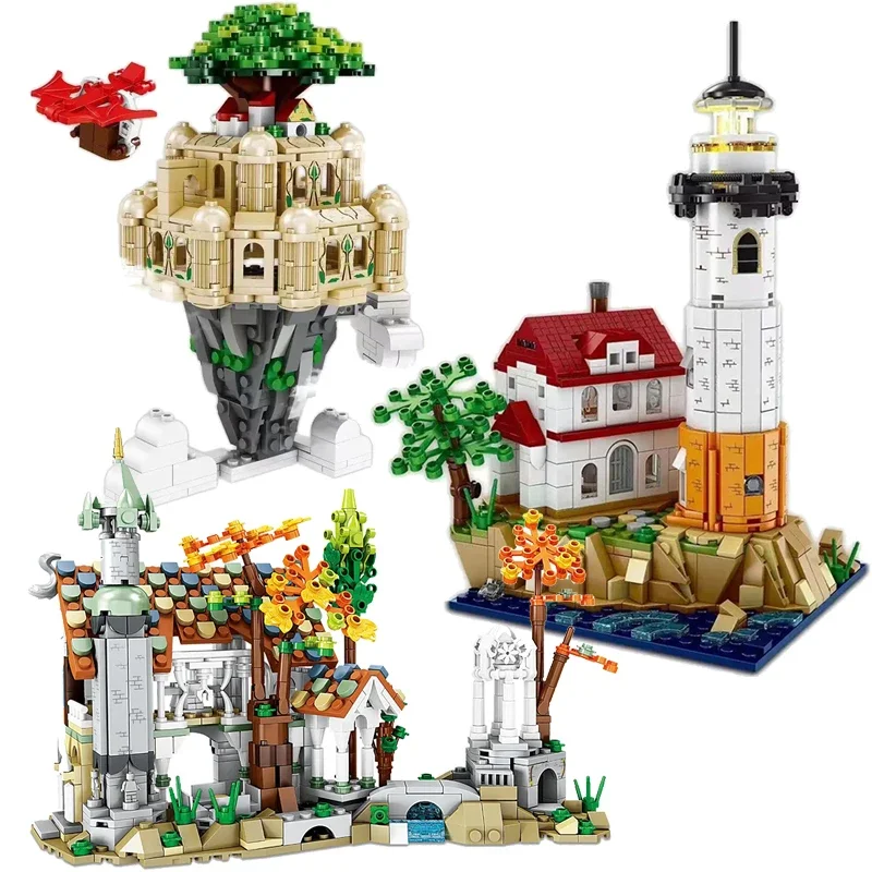 

Children's electric headlight building blocks, brick toys for assembling city sky city buildings, ideal choice for birthday gift