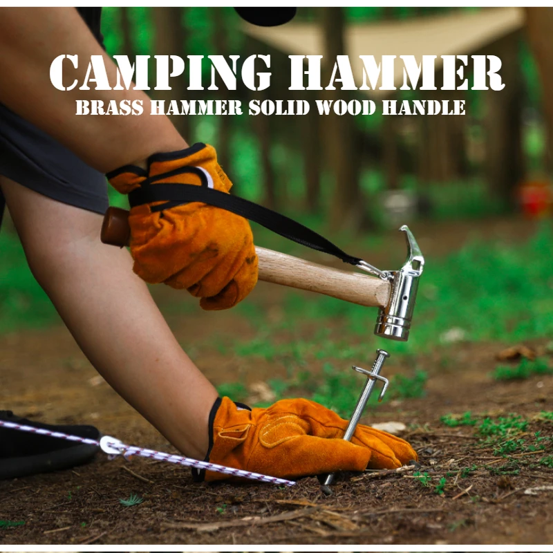 Outdoor Travel Multifunctional Steel Hammer Camping Canopy Tent Wooden Floor Nail Camping Nail Puller Wooden Handle Hammer