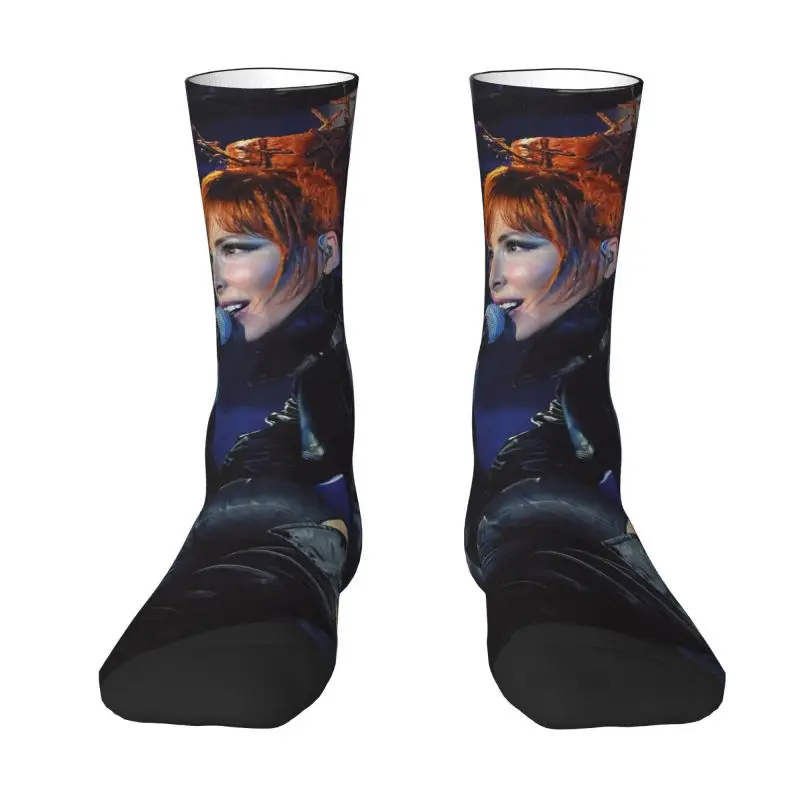 Beautiful Mylene Farmer Men's Crew Socks Unisex Cute 3D Print French Singer Dress Socks