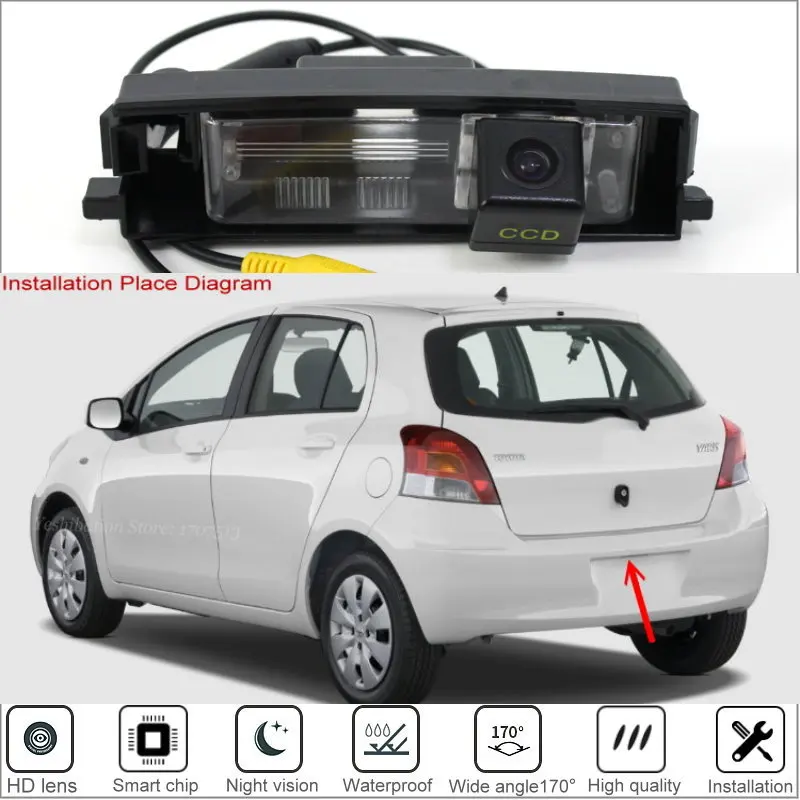 Yeshibation Back Up Camera For Toyota Yaris Vitz XP90 Hatchback MK2 2005~2011 HD CCD Night Vision Reverse Camera