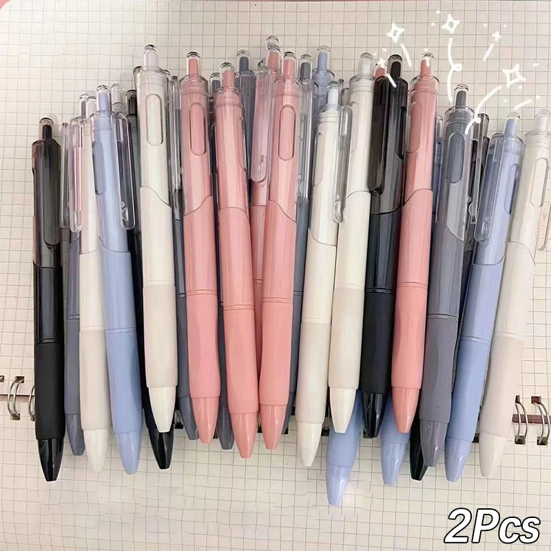 2Pcs Fashion Morandi Press Gel Pens Solid Color 0.5mm Neutral Pen For Writing School Office Supplies Student Stationery Gift