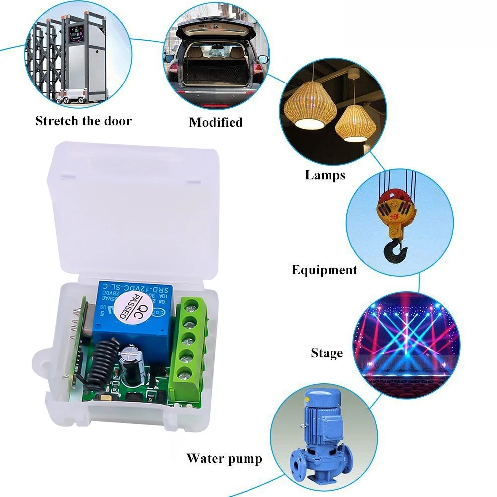 DC 12 V 1CH RF Relais Ontvanger 433 MHz Universele Draadloze Afstandsbediening Schakelaar 433 MHz Zender Knop Module DIY Kit