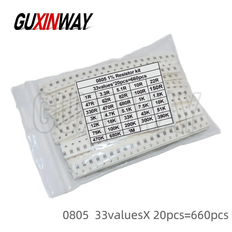 1206 0603 0402 0805 0201 SMD 저항기 샘플 모듬 키트 1% 33valuesX 20pcs=660pcs 100% 새로운 브랜드 및 고품질
