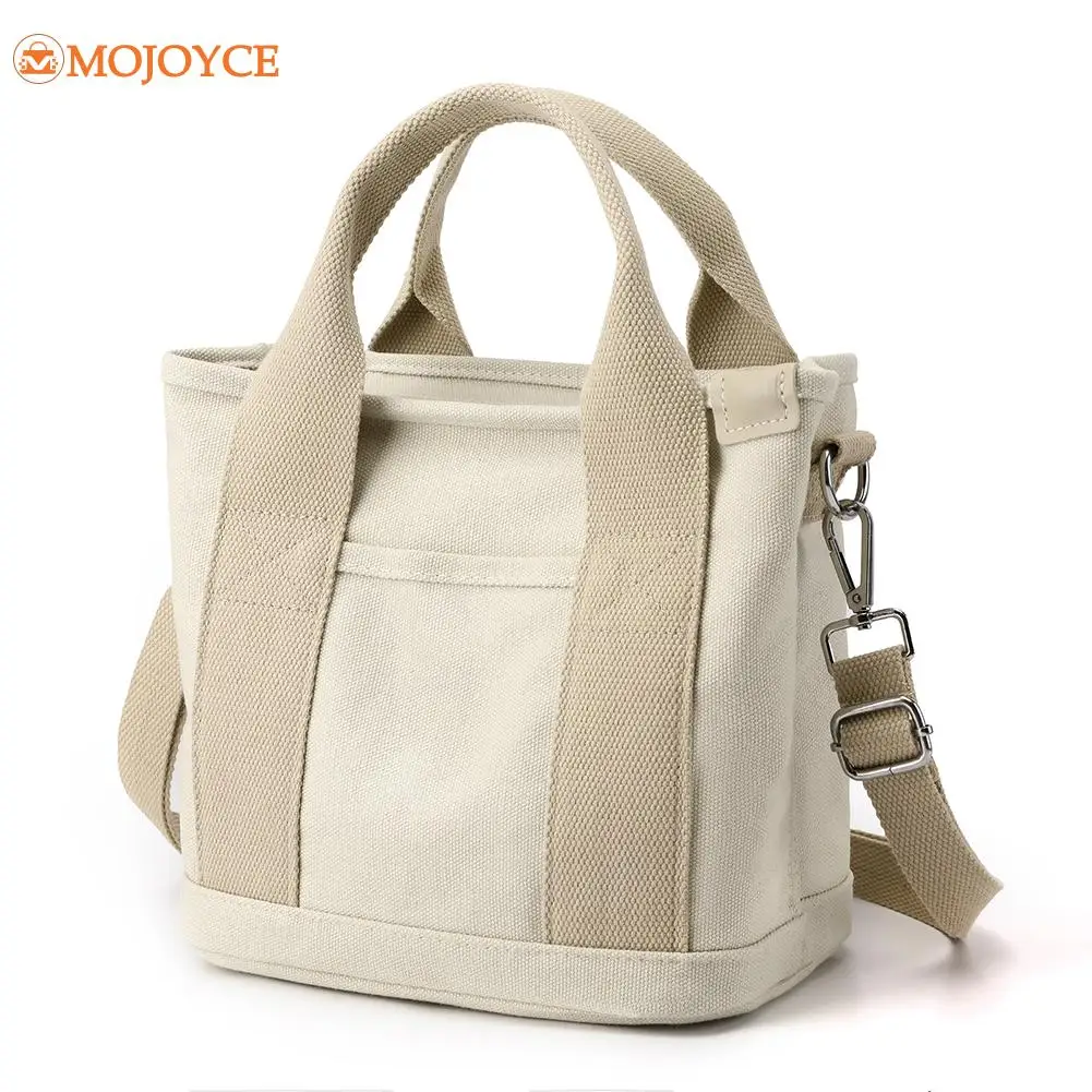 Canvas Bucket Tote Bag Ladies Daily Shopping Handbags Casual Solid Color Mummy Bag Women's Satchel Large Capacity Top-handle Bag