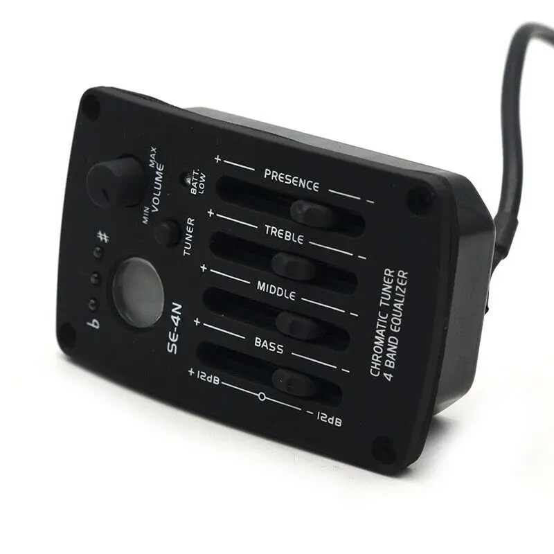 For Acoustic Guitar Pickups Chromatic Tuner 4-bands Equalizer EQ Preamp Piezo Guitars Pickup with Round Digital Procedding Tuner