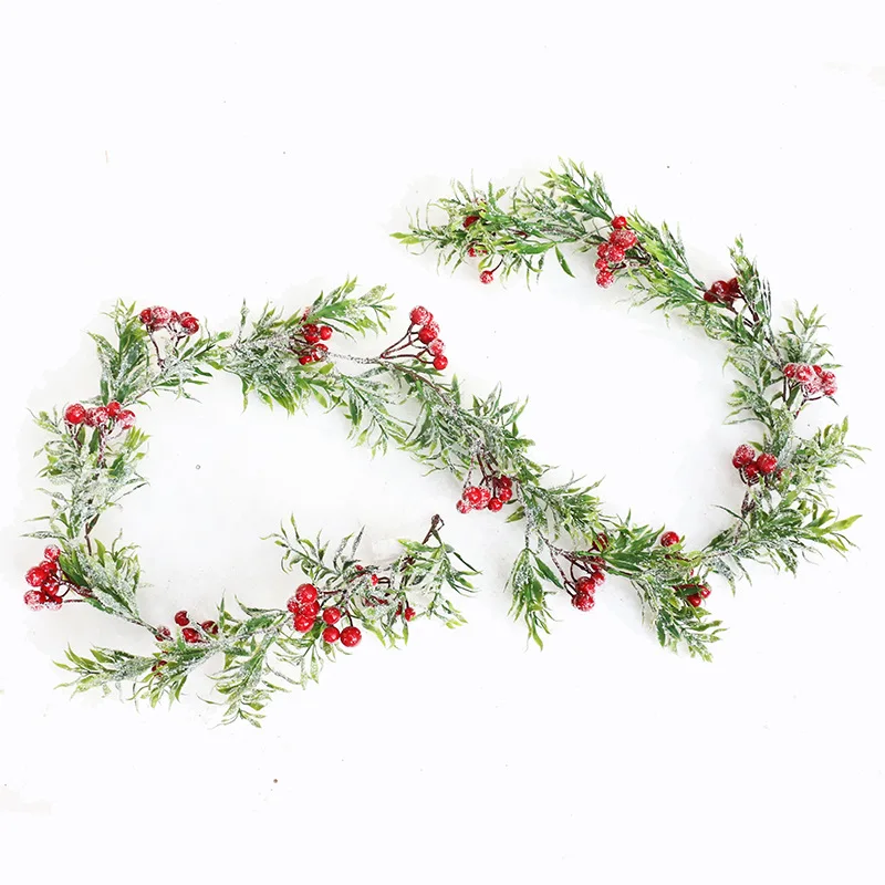 

1PCS Artificial Flowers Christmas Garland For Home Room Decoration Christmas Berries Garland Fairy String Lights Party Garden