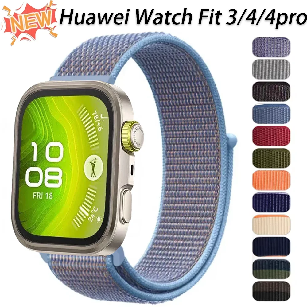 Cinturino sportivo con anello in nylon per Huawei Watch Fit 3 cinturino di ricambio traspirante per accessori Huawei Watch Fit 4/4pro