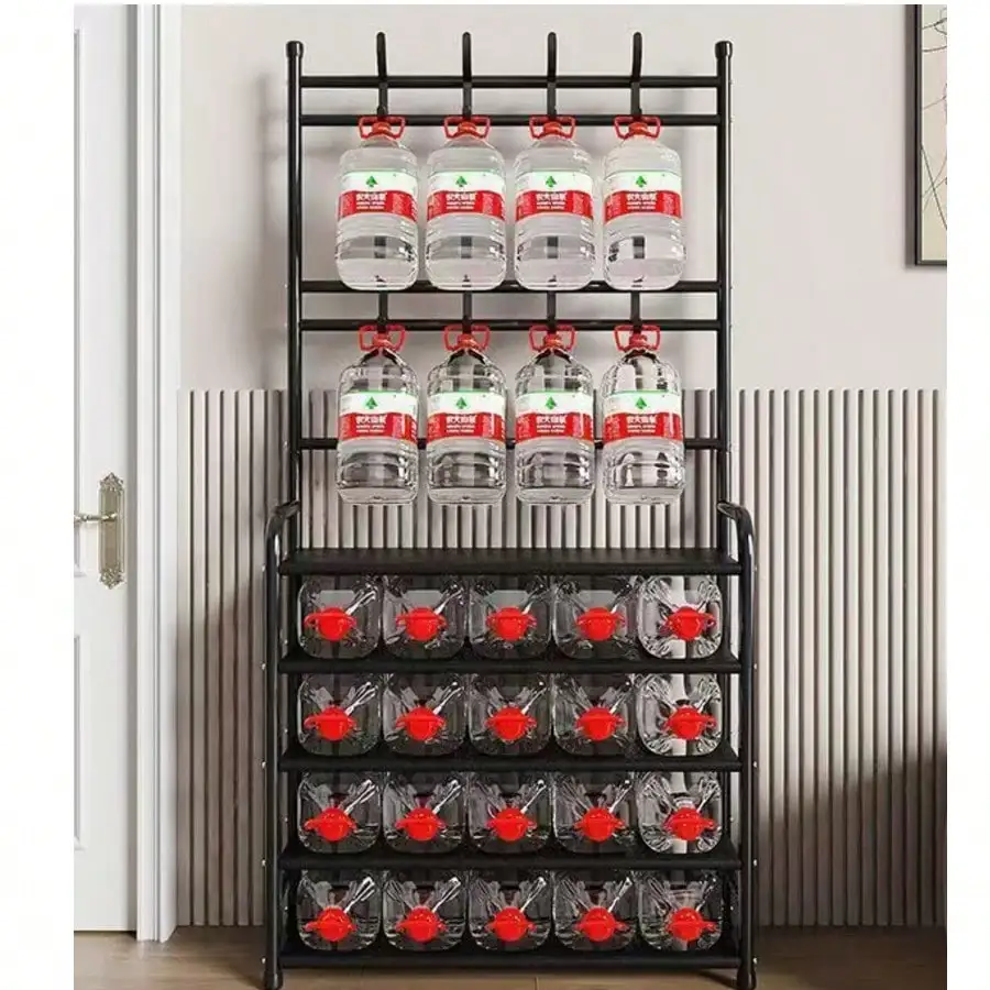 Multi-Functional Shoe Rack With Coat Hooks, 5-Tier Freestanding Shoe Shelf For Entryway, Heavy-Duty Shoe Organizer For Sneakers, Bags, Hats & Keys, Metal Frame, Space-Saving For Hallway, Closet & Bedroom - view 6