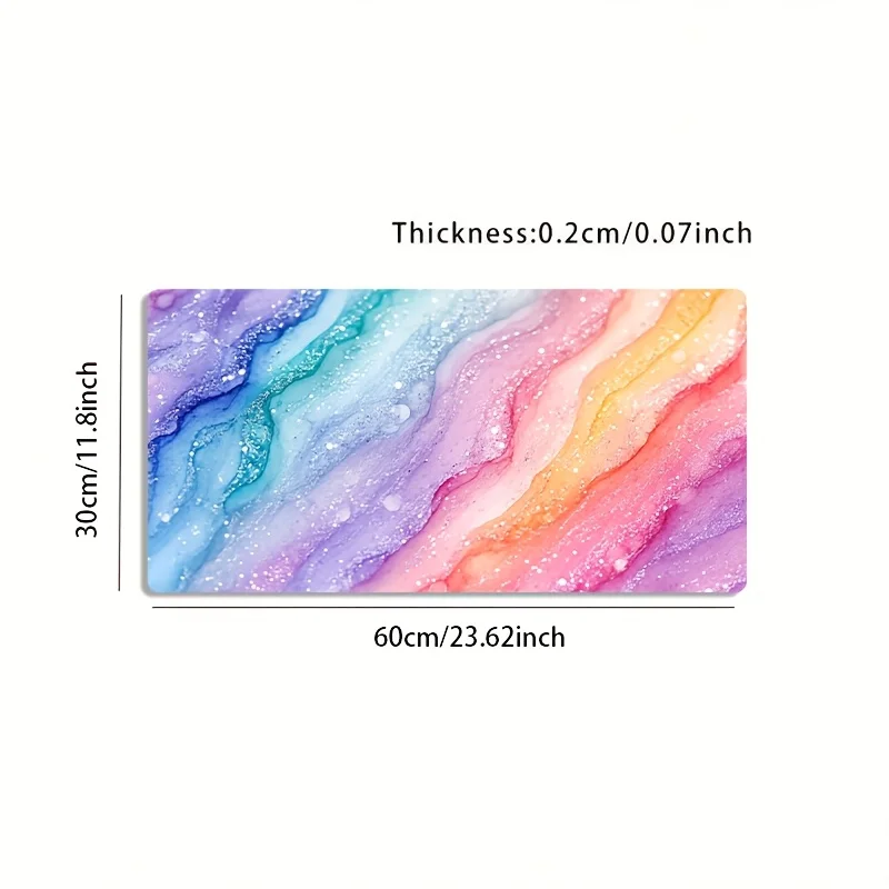 Vibrant Rainbow Glitter Marble Large Mouse Pad Non-Slip Extended Desk Mat for Gaming Office Laptop and Workstation Setup - view 2