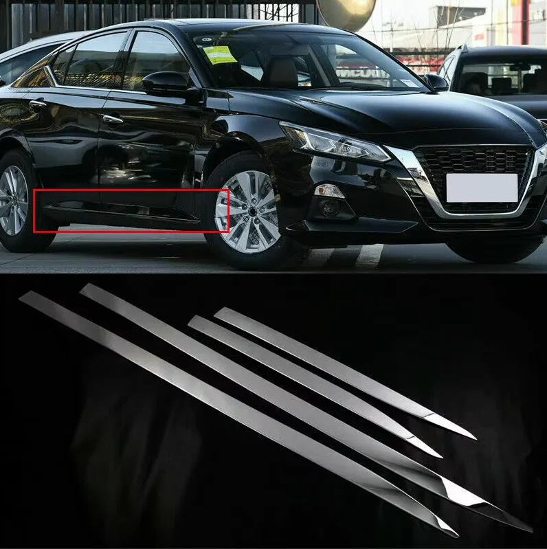 

For Nissan Altima 2019 2020 21 2022 Steel Chrome Body Bottom Sill Cover Molding Trim 4pc Car modification Auto parts