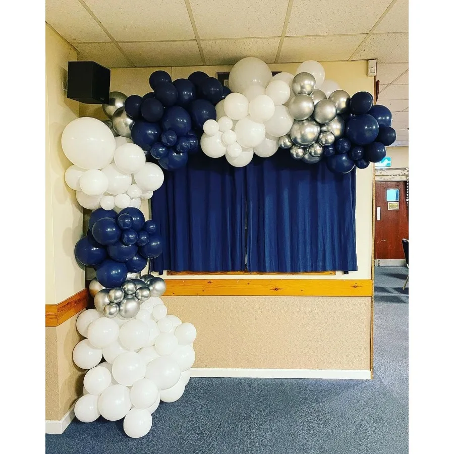 153Pcs Navy Blue and Silver Balloons Garland Arch Kit with Sta 22 18 12 10 5 inch Different Size Royal Blue White Silver Latex