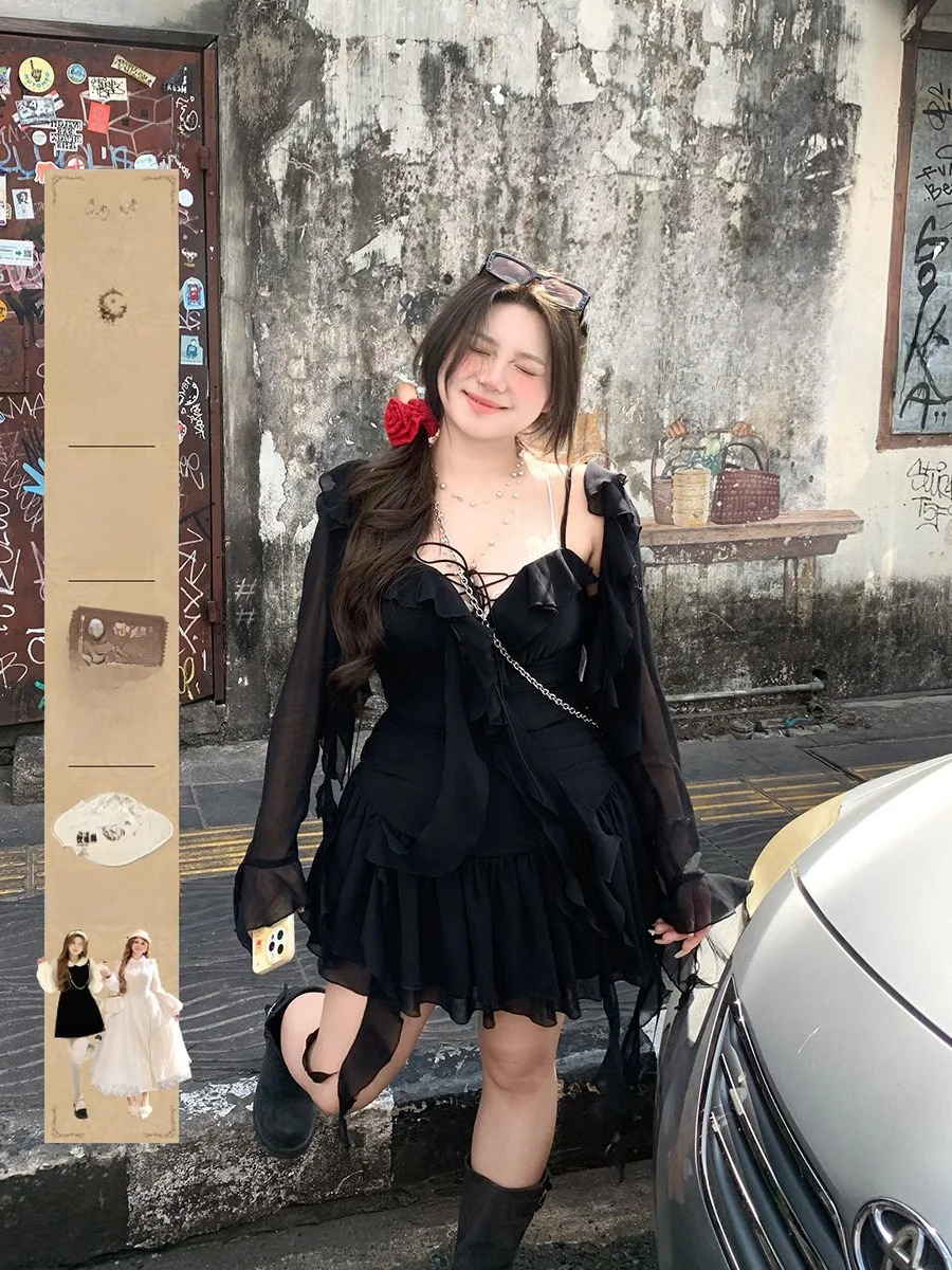 

Весна-лето Anne Pure Desire с кружевной отделкой, женская юбка больших размеров Bla Dr Set Sweet Spicy Sle со сборкой на талии A-Li...