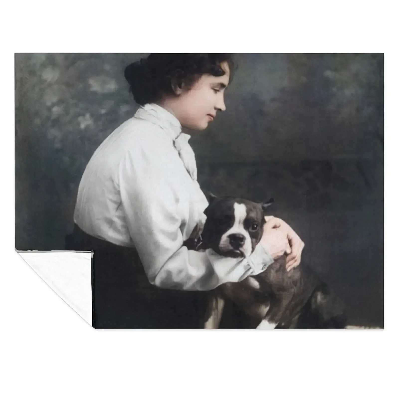

Helen Keller and her Dog Throw Blanket Soft Plush Plaid Decorative Beds Vintage Cute Plaid Blankets