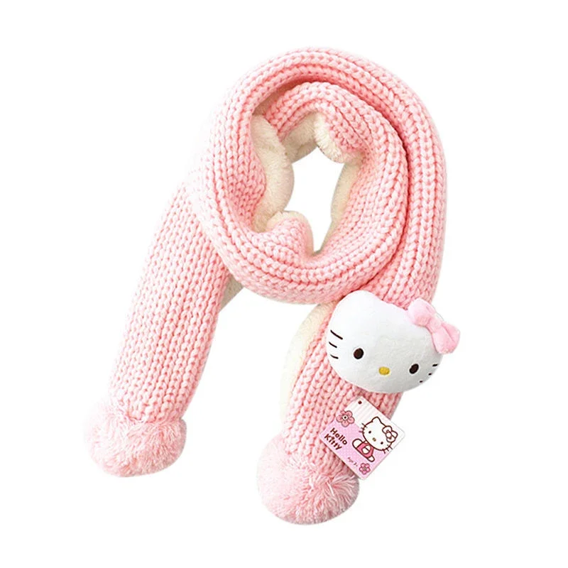 Hello Kitty Nuovo simpatico cartone animato lavorato a maglia fazzoletto da collo regalo di Natale per bambini ragazze fresco dolce cappello sciarpa - regalo perfetto per tutte le età